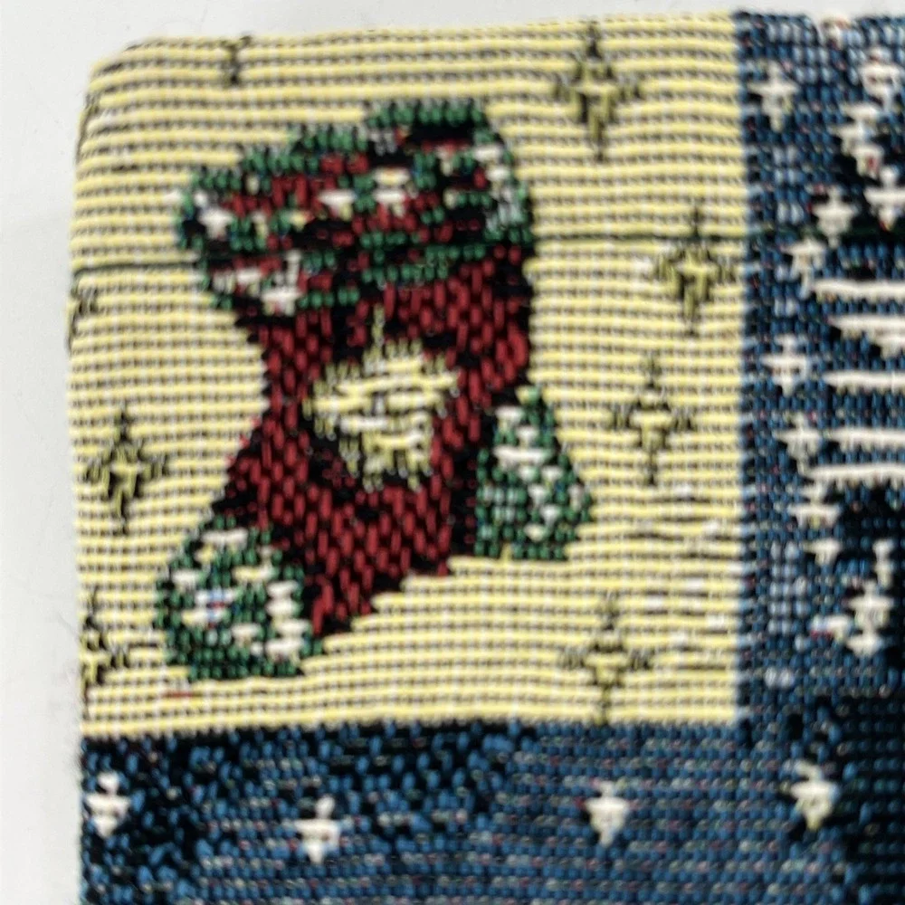 2 Vintage Tapestry Christmas Stockings Whimsy Retro Snowman Lights‎ Quilt 22